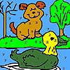 Jeu Alone dog and duck coloring en plein ecran