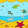 Jeu Big ocean and fishes coloring en plein ecran