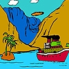 Jeu Big waterfall and ship coloring en plein ecran