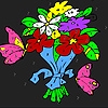 Jeu Flowers and pink butterflies coloring en plein ecran