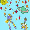 Jeu Gaping robots in the space coloring en plein ecran