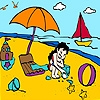 Jeu Little girl in the beach coloring en plein ecran