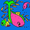 Jeu Pink dolphins in the sea coloring en plein ecran