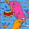 Jeu Pink ocean dolphins coloring en plein ecran