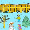 Jeu Snow man and winter night coloring en plein ecran