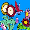 Jeu Sunflowers and hummingbird coloring en plein ecran