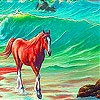 Jeu Alone horse in the sea slide puzzle en plein ecran