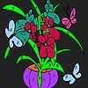 Jeu Colorful flowers in vase coloring en plein ecran