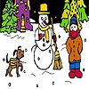 Jeu Dog and winter night coloring en plein ecran