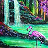 Jeu Flamingo in waterfall slide puzzle en plein ecran