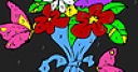 Jeu Flowers and pink butterflies coloring