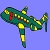 Green flying airplane coloring
