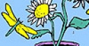 Jeu Helianthus flowers and flies coloring