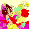 Jeu Kid’s coloring: Girl and flowers en plein ecran