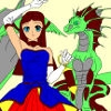 Jeu Kid’s coloring: The girl and her dragon en plein ecran