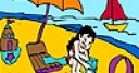Jeu Little girl in the beach coloring