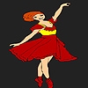 Jeu Red dress ballerina girl coloring en plein ecran