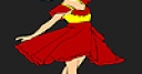 Jeu Red dress ballerina girl coloring