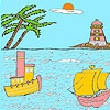 Jeu Sea and lighthouse coloring en plein ecran
