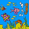 Jeu Sea turtle and fishes coloring en plein ecran