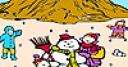 Jeu Snowman and children on the mountain coloring